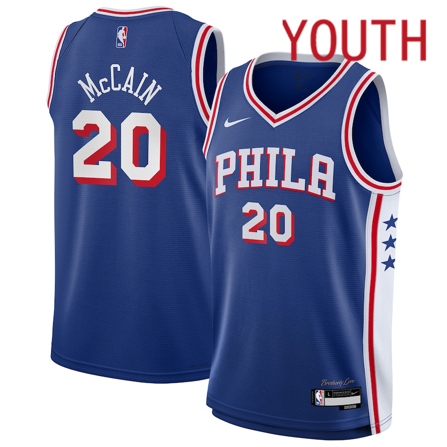 Youth Philadelphia 76ers #20 Jared McCain Nike Royal Swingman NBA Jersey->philadelphia 76ers->NBA Jersey